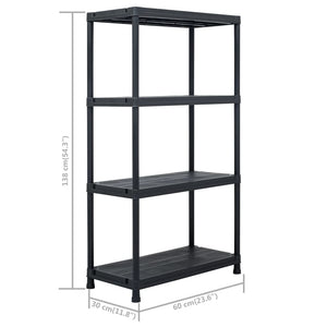vidaXL Storage Shelves 2 pcs. Black 60 x 30 x 138 cm Plastic