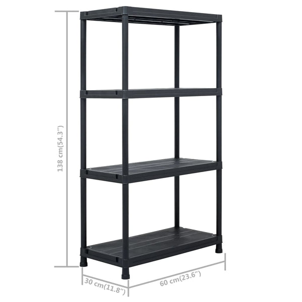 vidaXL Storage Shelves 2 pcs. Black 60 x 30 x 138 cm Plastic