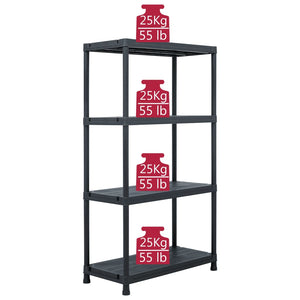 vidaXL Storage Shelves 5 pcs. Black 60 x 30 x 138 cm Plastic