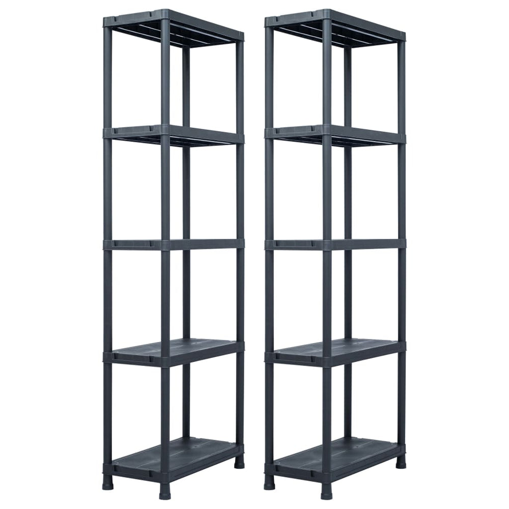 vidaXL Storage Shelves 2 pcs Black 125 kg 60 x 30 x 180 cm Plastic