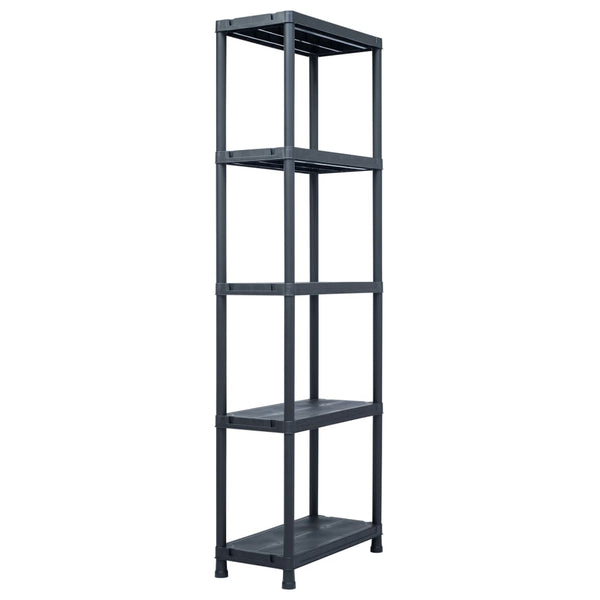 vidaXL Storage Shelves 2 pcs Black 125 kg 60 x 30 x 180 cm Plastic