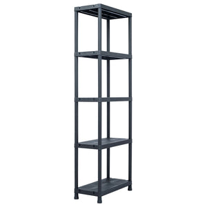 vidaXL Storage Shelves 2 pcs Black 125 kg 60 x 30 x 180 cm Plastic
