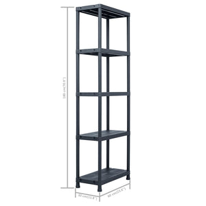 vidaXL Storage Shelves 2 pcs Black 125 kg 60 x 30 x 180 cm Plastic