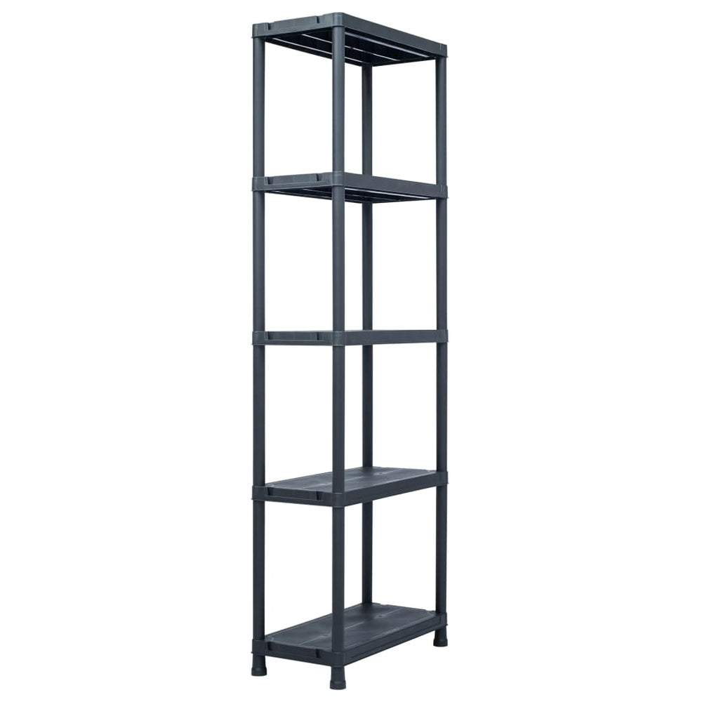 vidaXL Storage Shelves 5 pcs Black 125 kg 60 x 30 x 180 cm Plastic