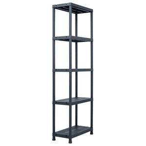 vidaXL Storage Shelves 5 pcs Black 125 kg 60 x 30 x 180 cm Plastic