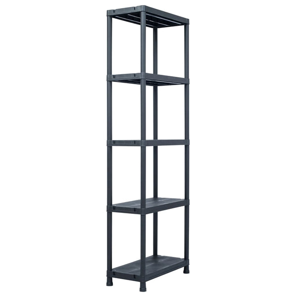 vidaXL Storage Shelves 5 pcs Black 125 kg 60 x 30 x 180 cm Plastic
