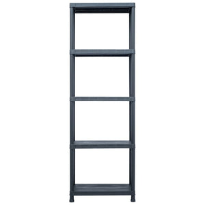 vidaXL Storage Shelves 5 pcs Black 125 kg 60 x 30 x 180 cm Plastic