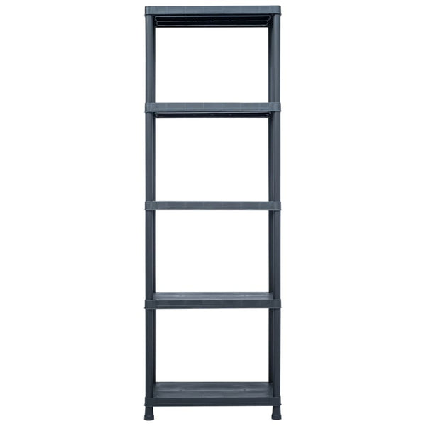 vidaXL Storage Shelves 5 pcs Black 125 kg 60 x 30 x 180 cm Plastic