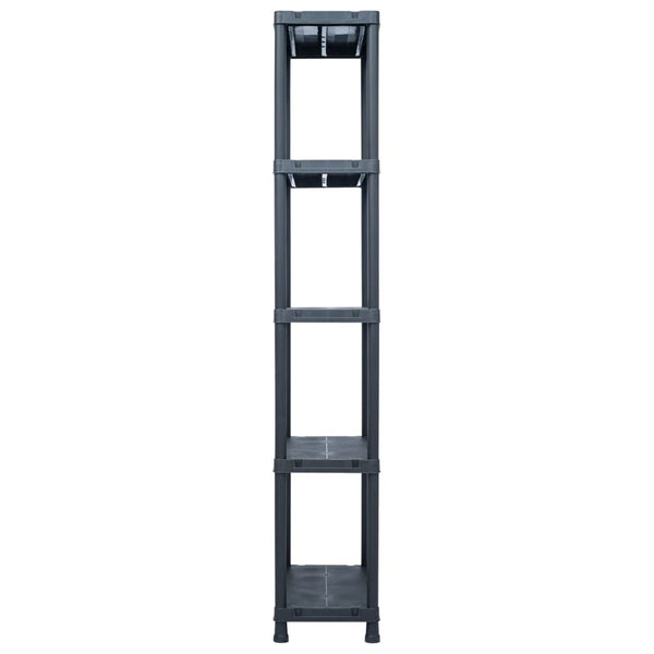 vidaXL Storage Shelves 5 pcs Black 125 kg 60 x 30 x 180 cm Plastic