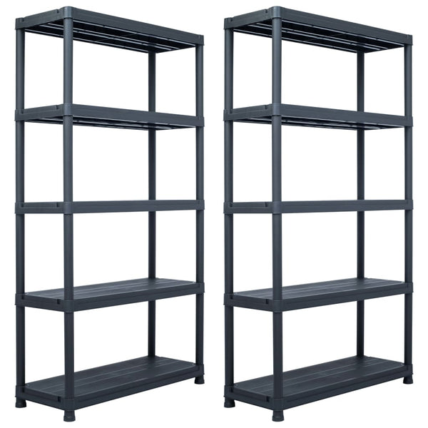 vidaXL Storage Racks 2 pcs Black 250 kg 80 x 40 x 180 cm Plastic