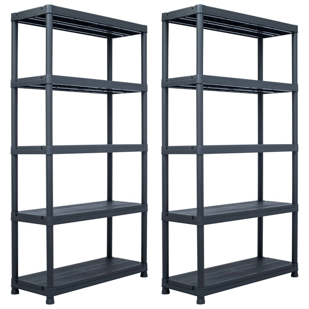 vidaXL Storage Racks 2 pcs Black 250 kg 80 x 40 x 180 cm Plastic