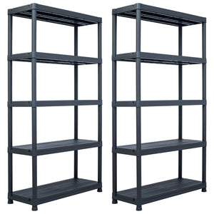vidaXL Storage Racks 2 pcs Black 250 kg 80 x 40 x 180 cm Plastic