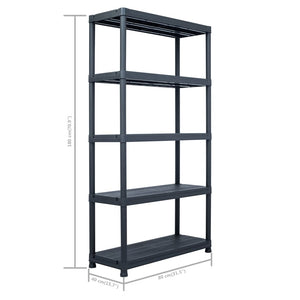 vidaXL Storage Racks 2 pcs Black 250 kg 80 x 40 x 180 cm Plastic