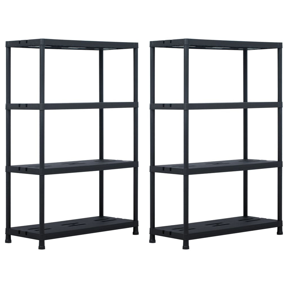 vidaXL Storage Racks 2 pcs Black 220 kg 90 x 40 x 138 cm Plastic