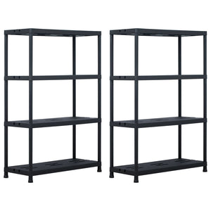 vidaXL Storage Racks 2 pcs Black 220 kg 90 x 40 x 138 cm Plastic