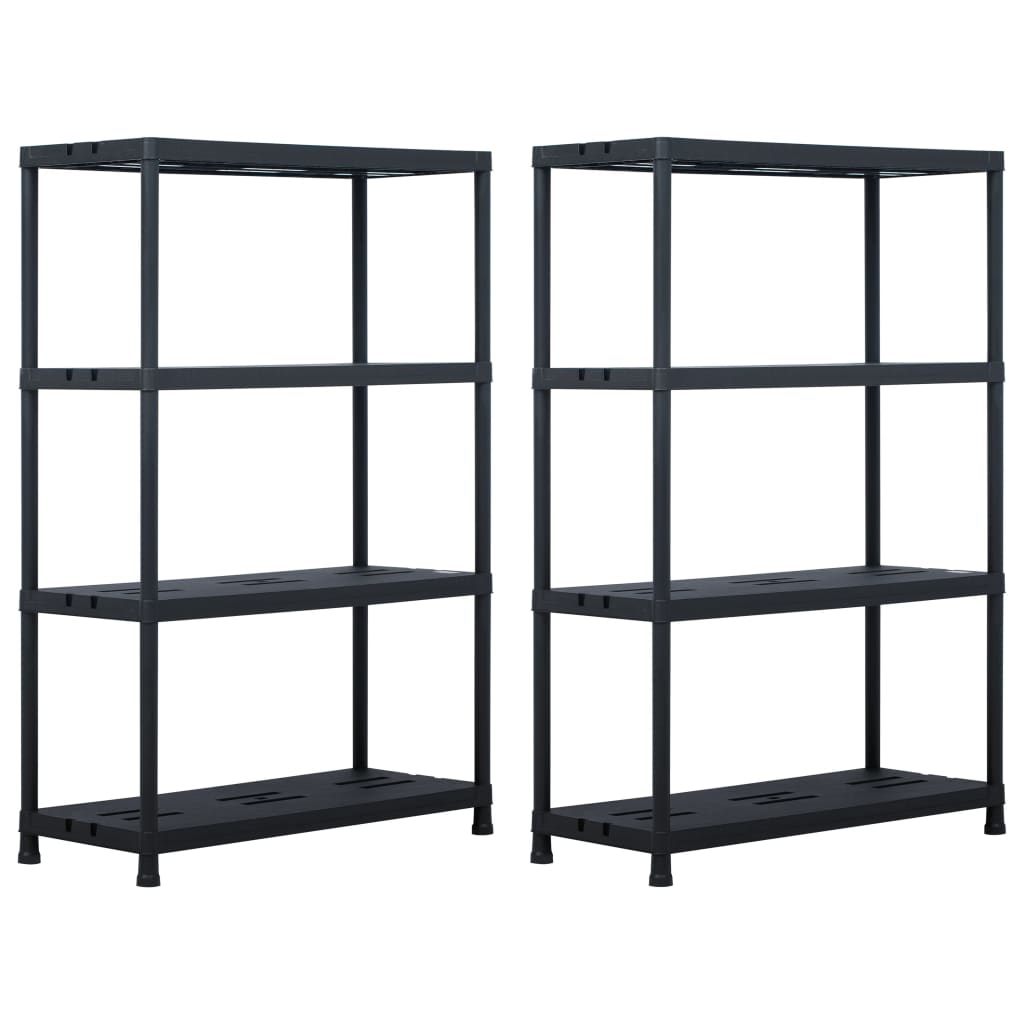 vidaXL Storage Racks 2 pcs Black 220 kg 90 x 40 x 138 cm Plastic