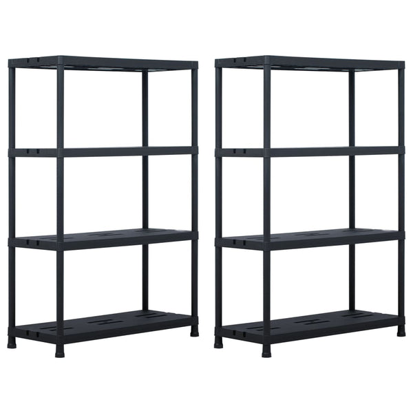 vidaXL Storage Racks 2 pcs Black 220 kg 90 x 40 x 138 cm Plastic