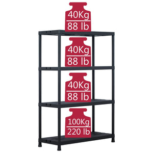vidaXL Storage Racks 2 pcs Black 220 kg 90 x 40 x 138 cm Plastic