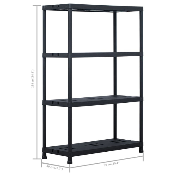 vidaXL Storage Racks 2 pcs Black 220 kg 90 x 40 x 138 cm Plastic