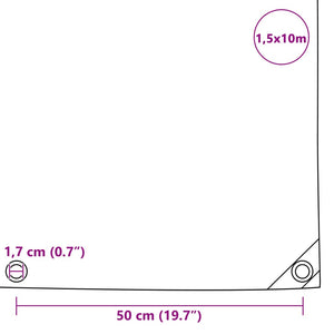 vidaXL Tarpaulin 650 g/m² 1.5 x 10 m Grey