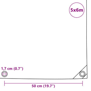 vidaXL Tarpaulin 650 g/m² 5 x 6 m Grey