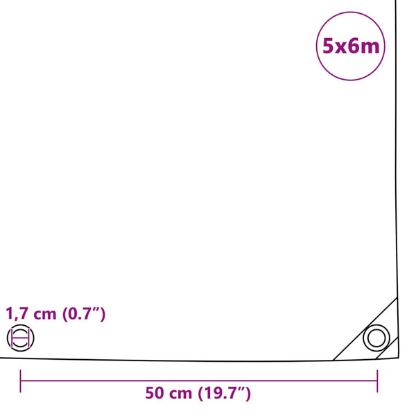 vidaXL Tarpaulin 650 g/m² 5 x 6 m Grey