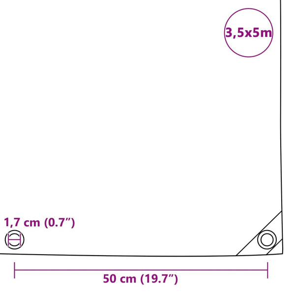 vidaXL Tarpaulin 650 g/m² 3.5 x 5 m White