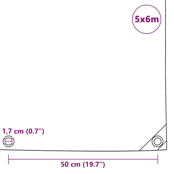 vidaXL Tarpaulin 650 gsm 5 x 6 m White