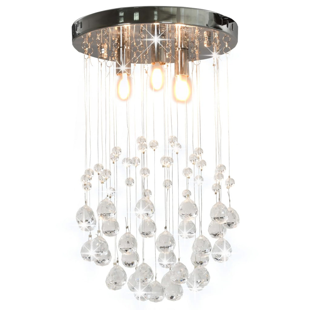 vidaXL Ceiling Lamp with Crystal Beads Silver Sphere 3x G9 Bulbs