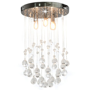 vidaXL Ceiling Lamp with Crystal Beads Silver Sphere 3x G9 Bulbs