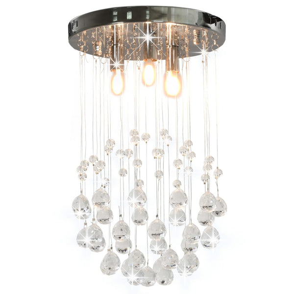 vidaXL Ceiling Lamp with Crystal Beads Silver Sphere 3x G9 Bulbs