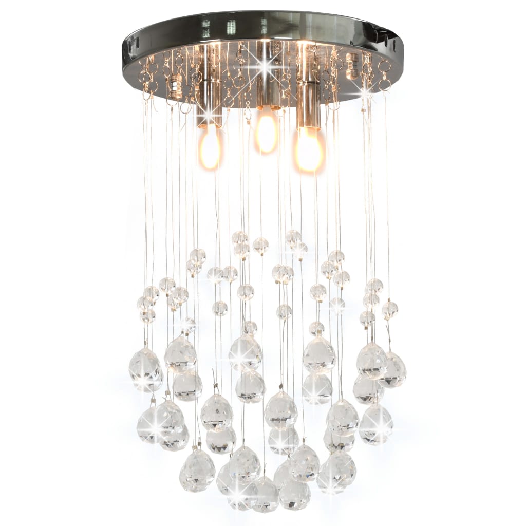 vidaXL Ceiling Lamp with Crystal Beads Silver Sphere 3x G9 Bulbs