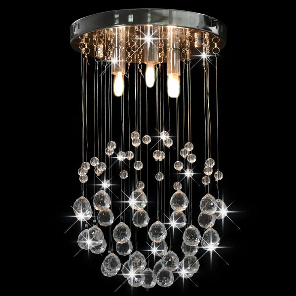 vidaXL Ceiling Lamp with Crystal Beads Silver Sphere 3x G9 Bulbs