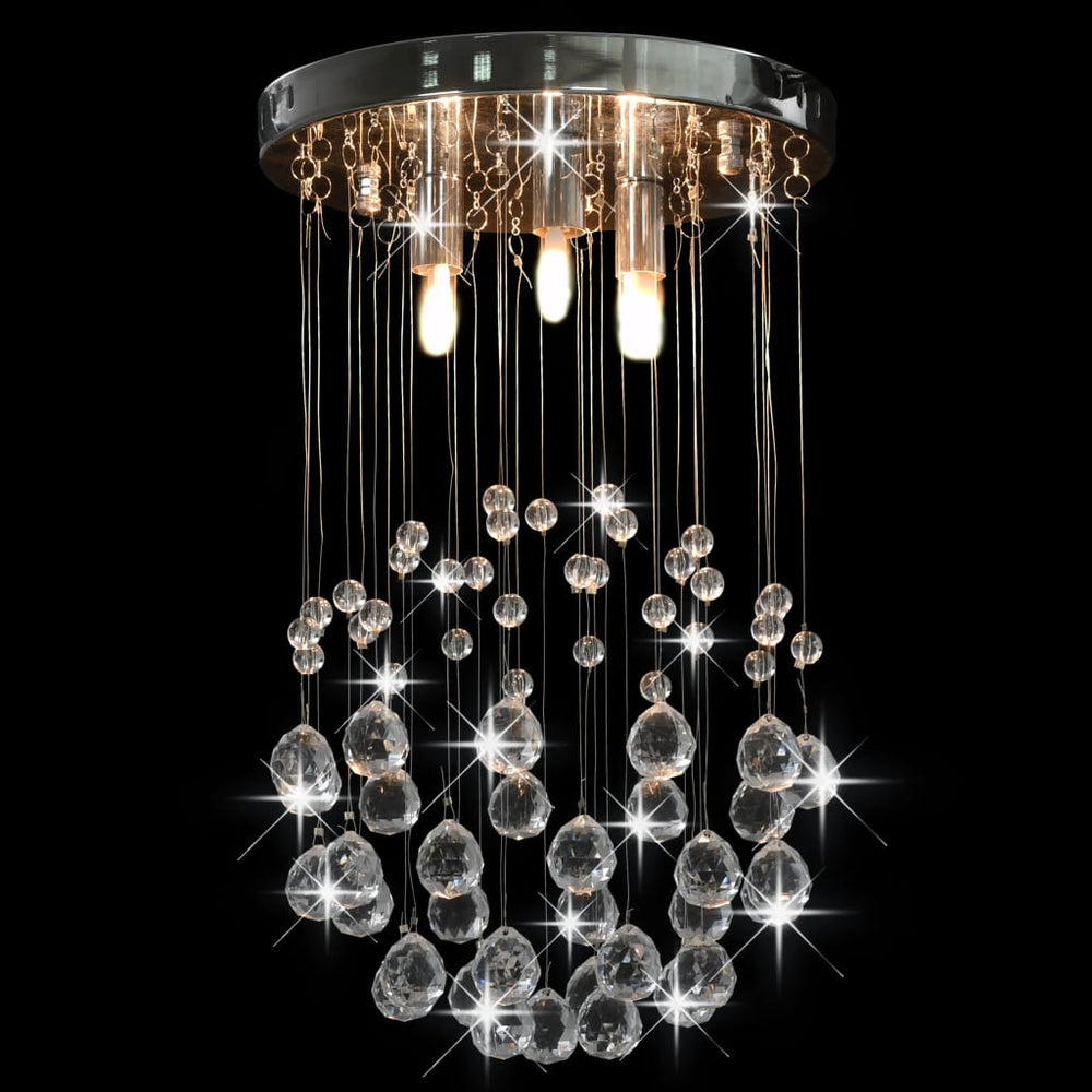 vidaXL Ceiling Lamp with Crystal Beads Silver Sphere 3x G9 Bulbs