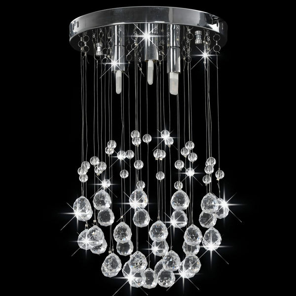 vidaXL Ceiling Lamp with Crystal Beads Silver Sphere 3x G9 Bulbs