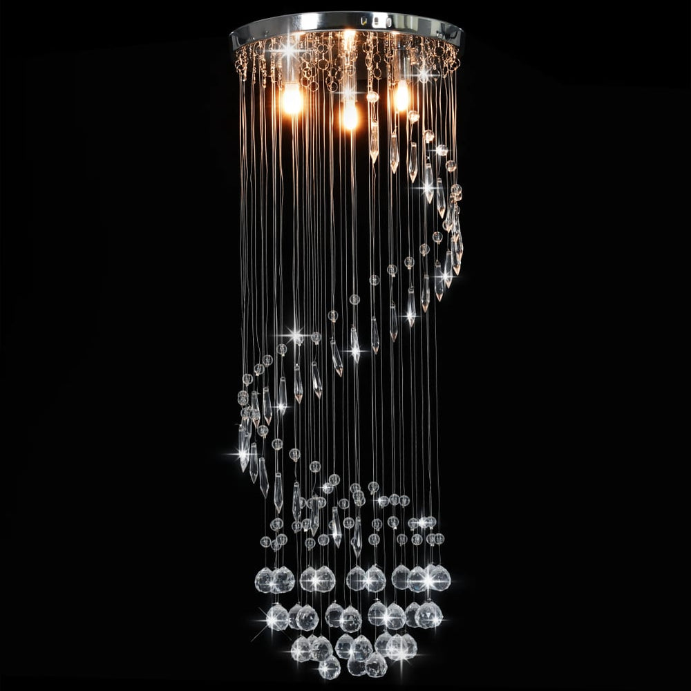 vidaXL Ceiling Lamp with Crystal Beads Silver Spiral G9