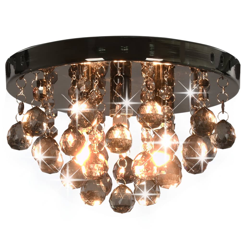 vidaXL Ceiling Lamp with Smoky Black Beads Black Round G9