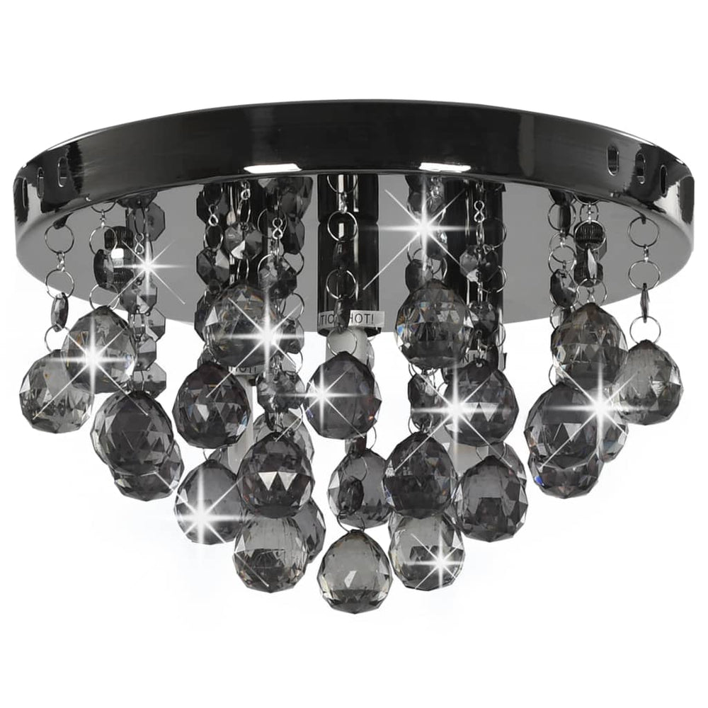 vidaXL Ceiling Lamp with Smoky Black Beads Black Round G9