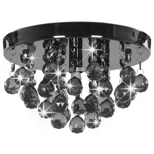 vidaXL Ceiling Lamp with Smoky Black Beads Black Round G9
