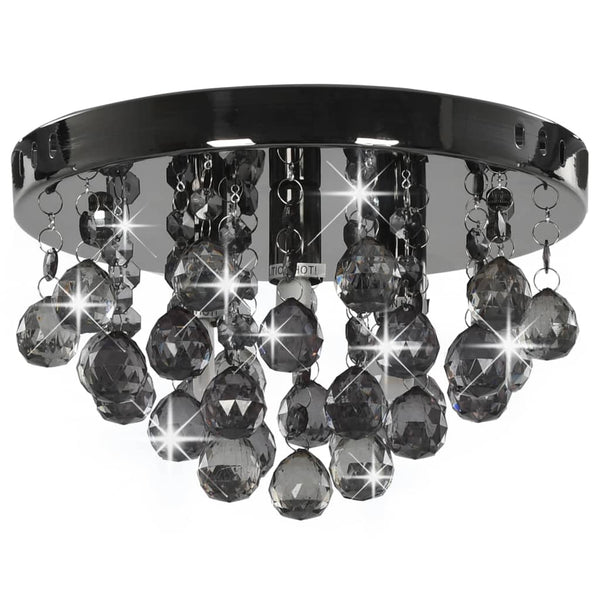 vidaXL Ceiling Lamp with Smoky Black Beads Black Round G9