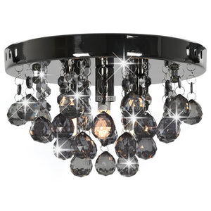 vidaXL Ceiling Lamp with Smoky Black Beads Black Round G9