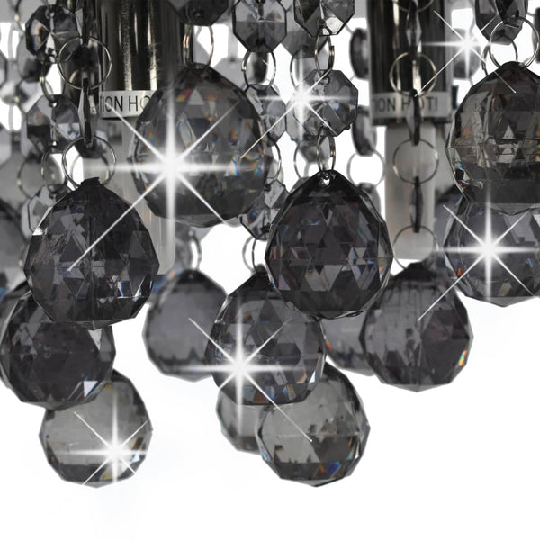 vidaXL Ceiling Lamp with Smoky Black Beads Black Round G9