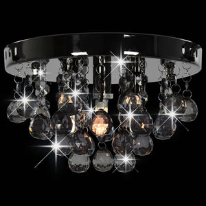 vidaXL Ceiling Lamp with Smoky Black Beads Black Round G9
