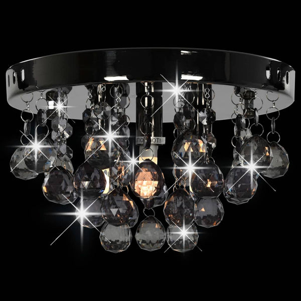 vidaXL Ceiling Lamp with Smoky Black Beads Black Round G9