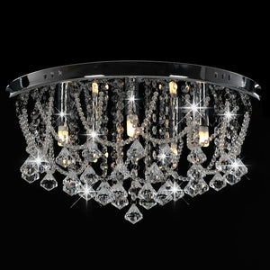 vidaXL Ceiling Light with Crystal Beads Silver Round 4x G9 Bulbs