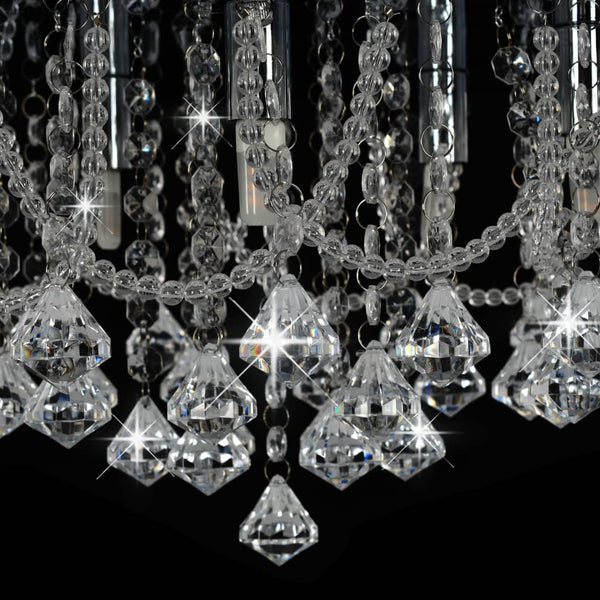 vidaXL Ceiling Light with Crystal Beads Silver Round 4x G9 Bulbs