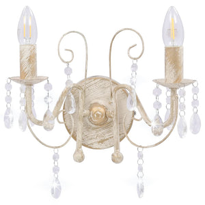 vidaXL Wall Lamp with Beads Antique White 2 x E14 Sockets