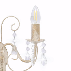 vidaXL Wall Lamp with Beads Antique White 2 x E14 Sockets