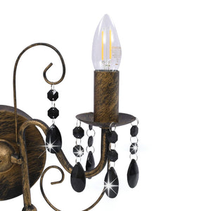 vidaXL Wall Lamp with Beads Antique Black 2 x E14 Bulbs