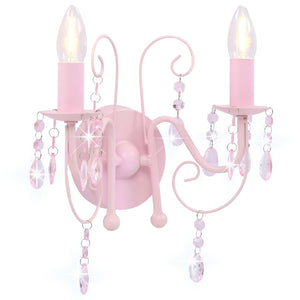 vidaXL Wall Lamp with Beads Pink 2 × E14 Sockets